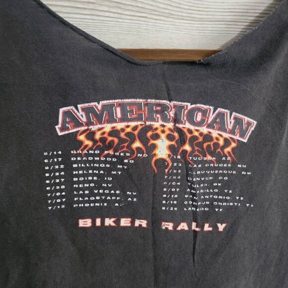 American Biker Rally Cut Off Tank Distressed Custom SZ XL? Womens Crop Muscle Sh - Picture 5 of 6